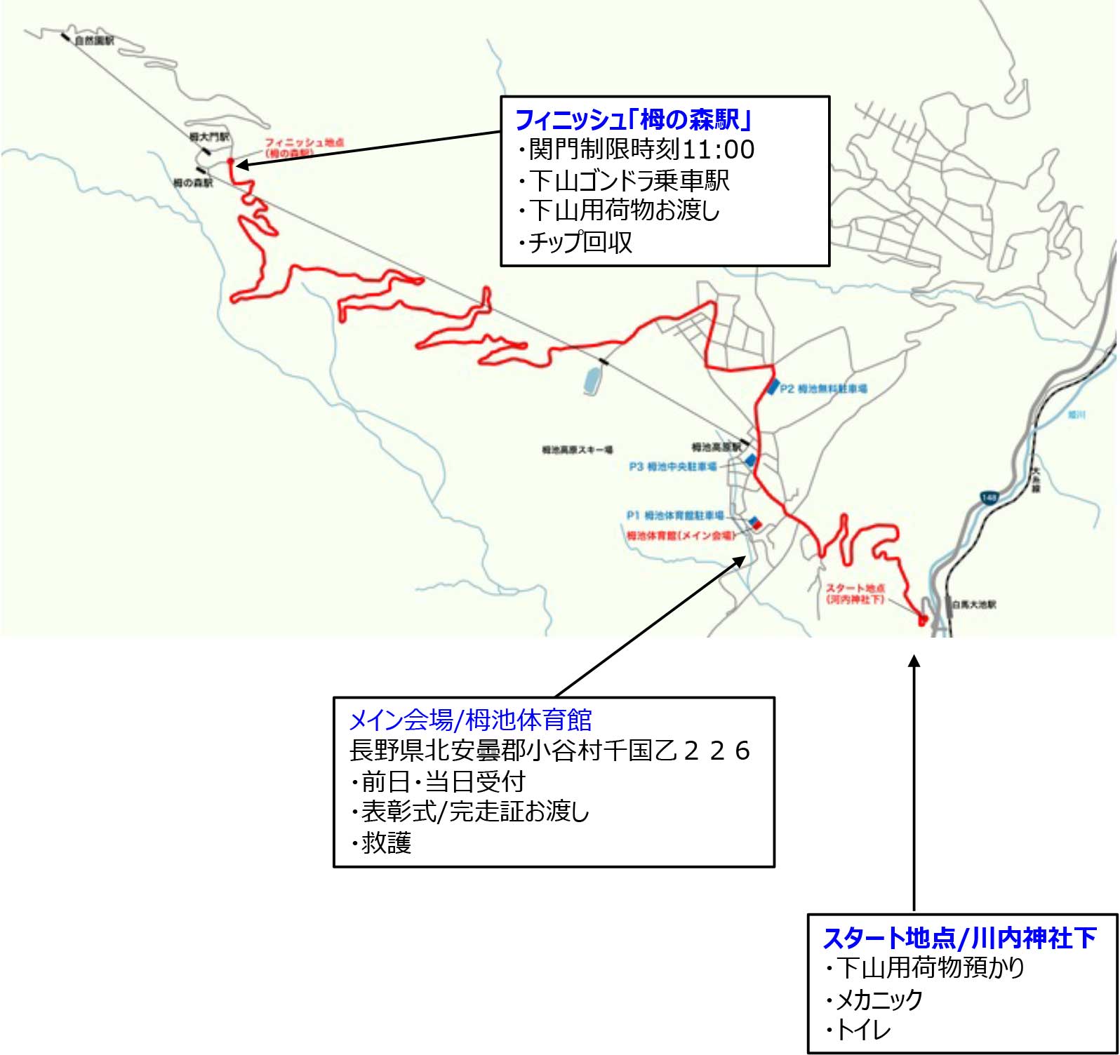 信州つがいけ高原ヒルクライム　コースマップ：荒天時ショートコース